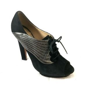ALBERTA FERRETTI Pump Lace Up Bootie Suede Black